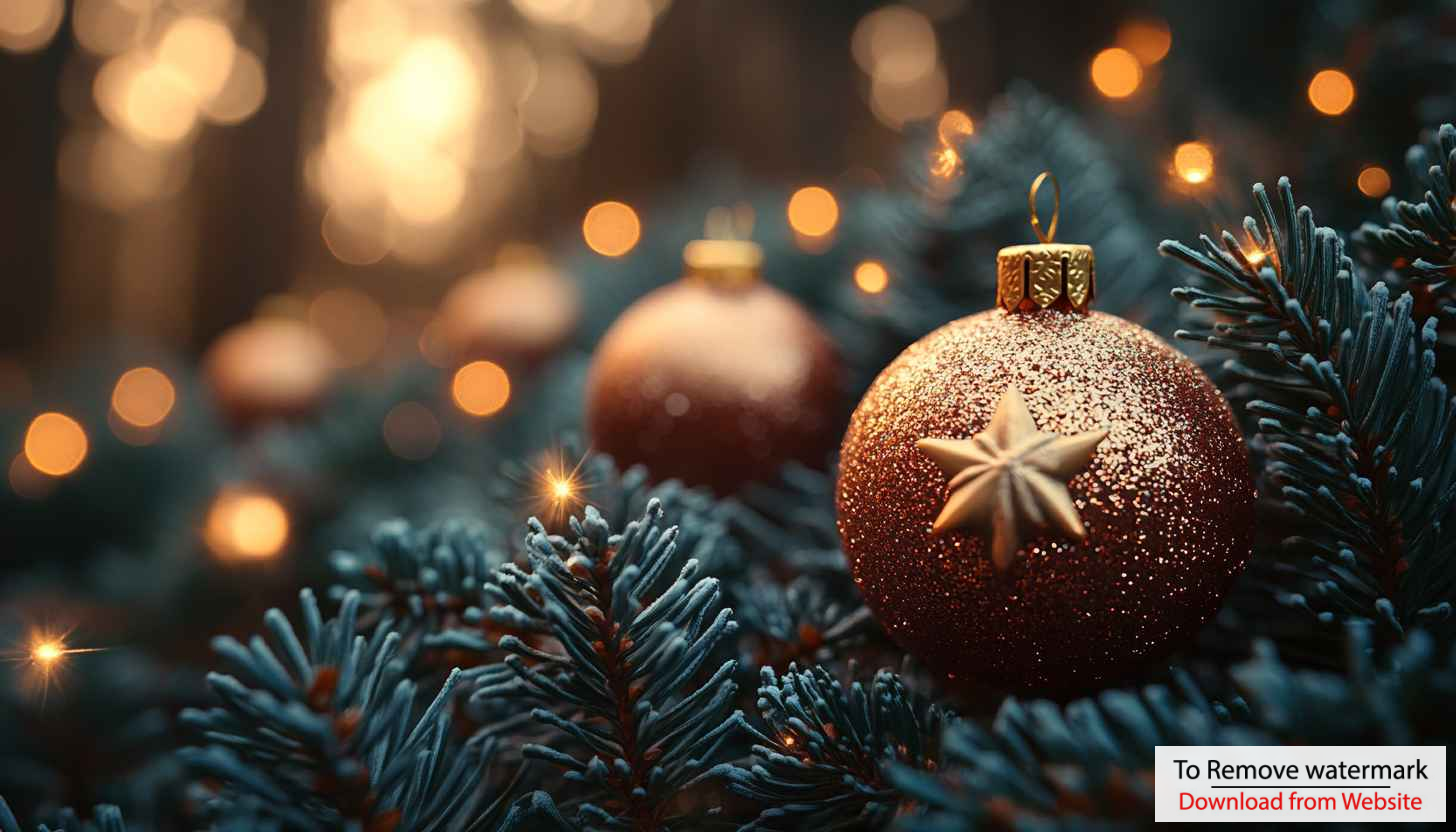 Christmas Wallpaper: Festive Ornaments and Pine Branches for Holidays