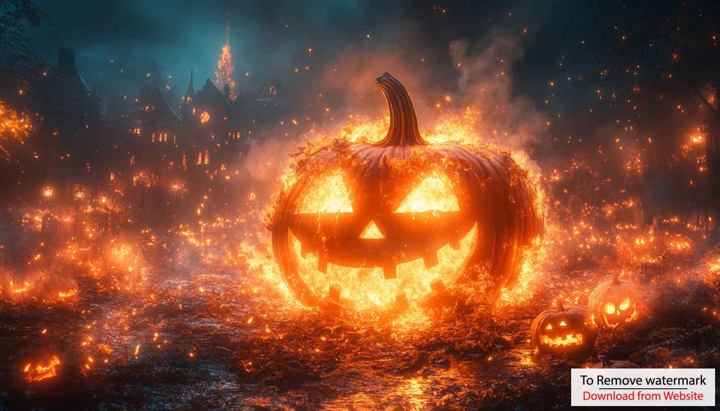 Halloween Wallpaper: Fire Pumpkin, Scary Background, Spooky Wallpaper 4K Halloween Wallpaper: Fire Pumpkin, Scary Background, Spooky Wallpaper 4K