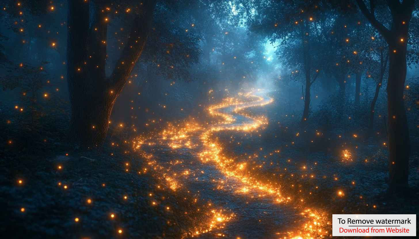 Enchanted Forest Wallpaper with Glowing Lights for Desktop Background