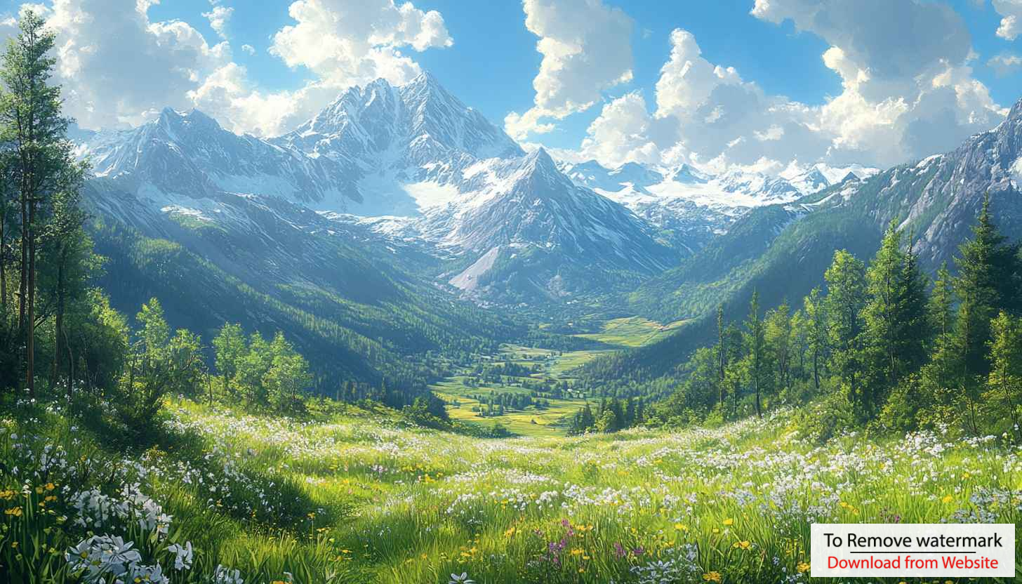 Majestic Mountain Valley Landscape Wallpaper for Desktop and Mobile