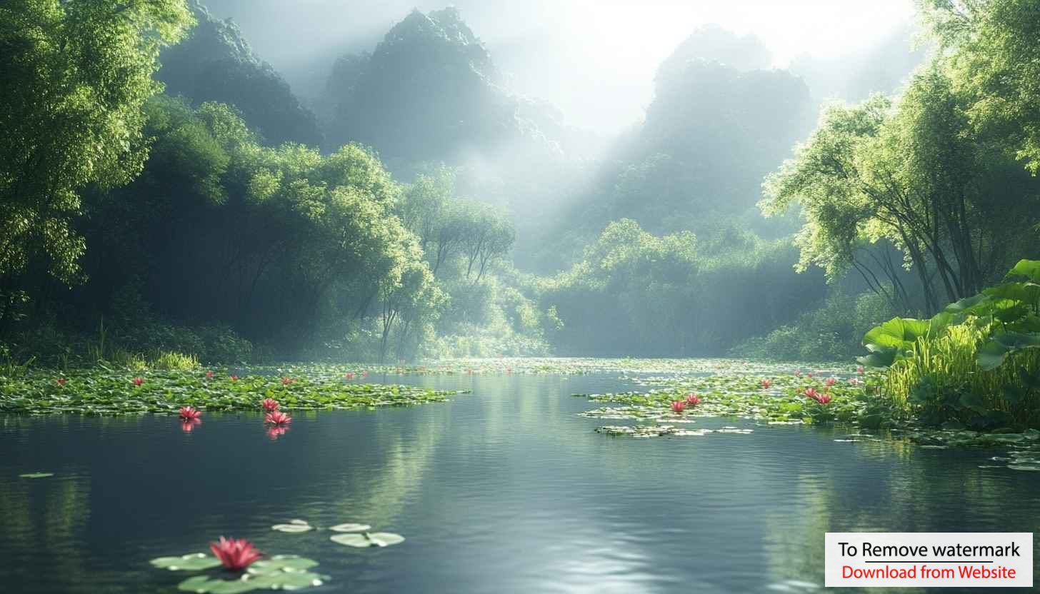 Lotus Pond Wallpaper, Nature Wallpaper, Serene Landscape, 4k Wallpaper Lotus Pond Wallpaper, Nature Wallpaper, Serene Landscape, 4k Wallpaper