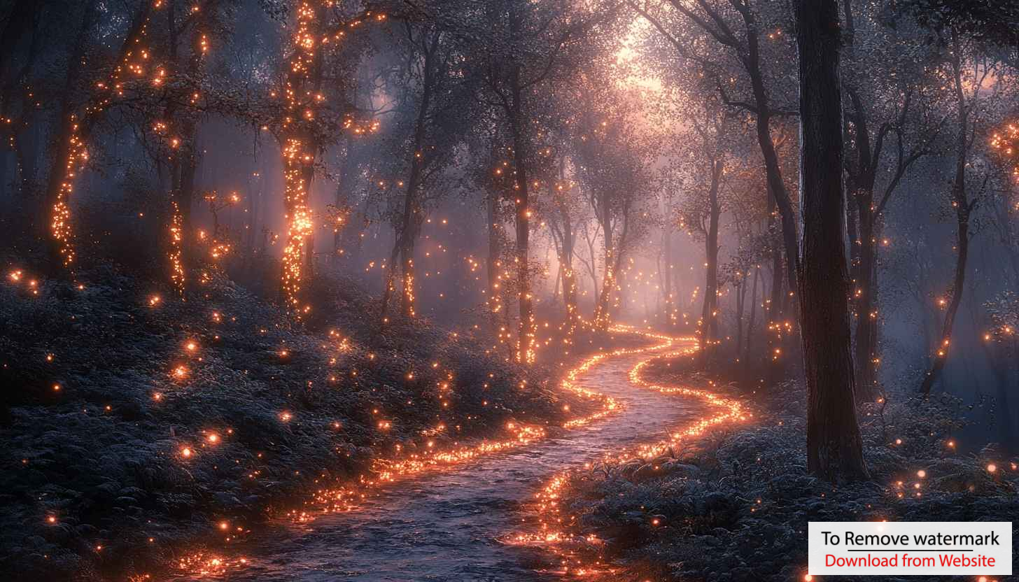 Enchanted Forest Wallpaper: Magical Path, Glowing Lights for Desktop Enchanted Forest Wallpaper: Magical Path, Glowing Lights for Desktop