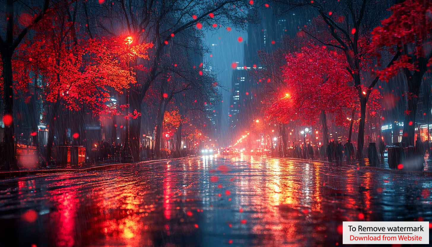 Rainy City Street Wallpaper: Night Scenery, 4k, Desktop, Mobile Rainy City Street Wallpaper: Night Scenery, 4k, Desktop, Mobile