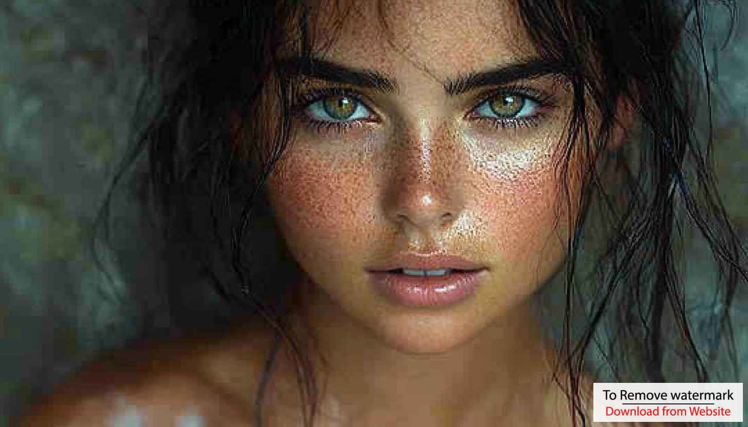 Beauty Portrait Wallpaper: Woman with Freckles, Aesthetic Face Close-Up Beauty Portrait Wallpaper: Woman with Freckles, Aesthetic Face Close-Up
