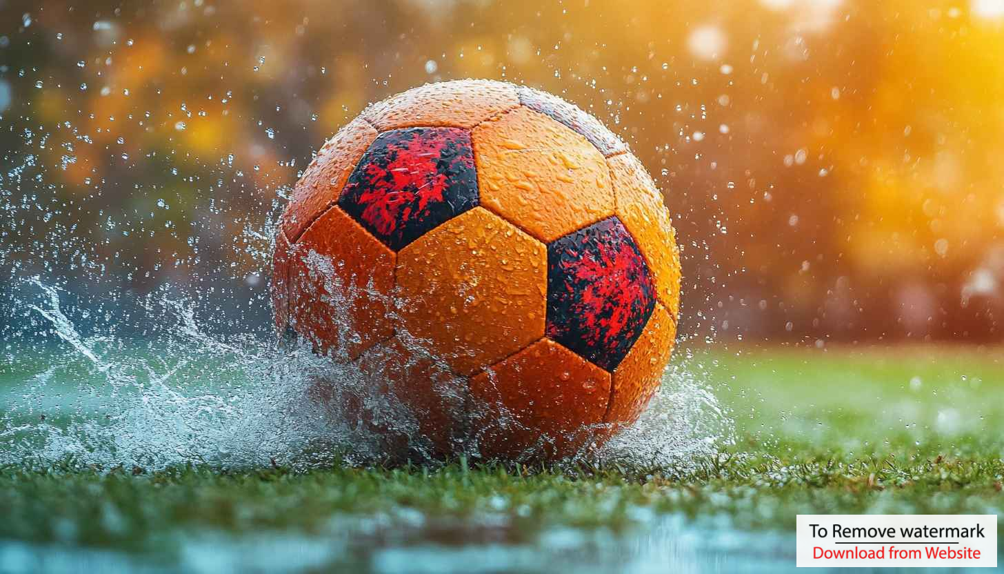 Soccer Ball Wallpaper: Rainy Day, Grass Field, 4K, HD Soccer Ball Wallpaper: Rainy Day, Grass Field, 4K, HD