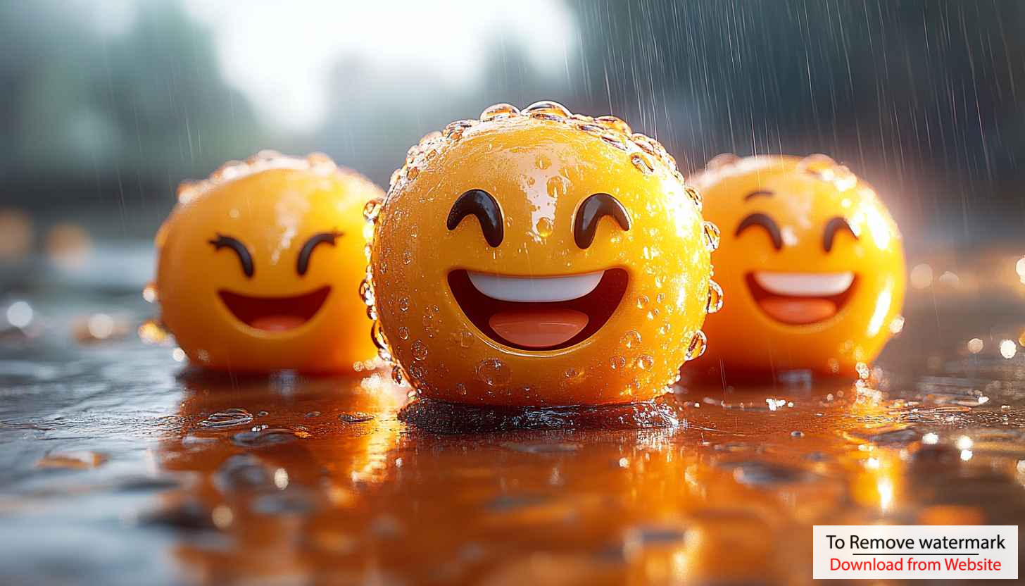 Emoji Wallpaper: Smiley Faces in Rain, Desktop & Phone Background Emoji Wallpaper: Smiley Faces in Rain, Desktop & Phone Background