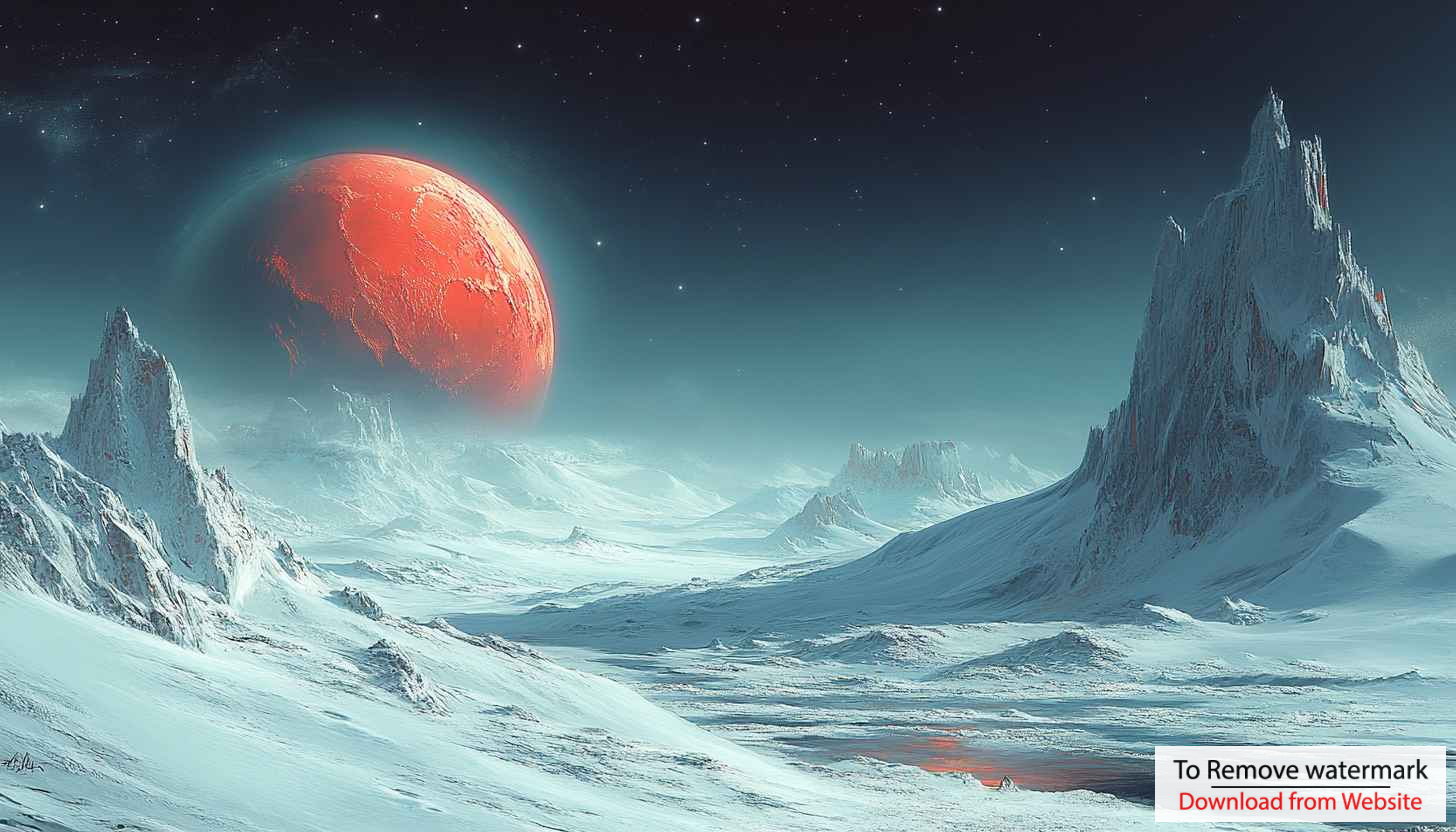 Exoplanet Wallpaper: Red Planet, Snowy Mountains, Sci-Fi Scenery Backgrounds Exoplanet Wallpaper: Red Planet, Snowy Mountains, Sci-Fi Scenery Backgrounds