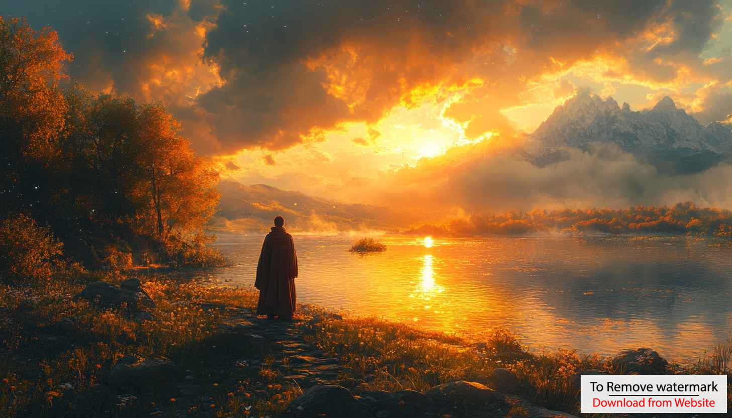 Peaceful Lake Sunset Wallpaper: Serene Landscape Scenery for Desktop & Mobile