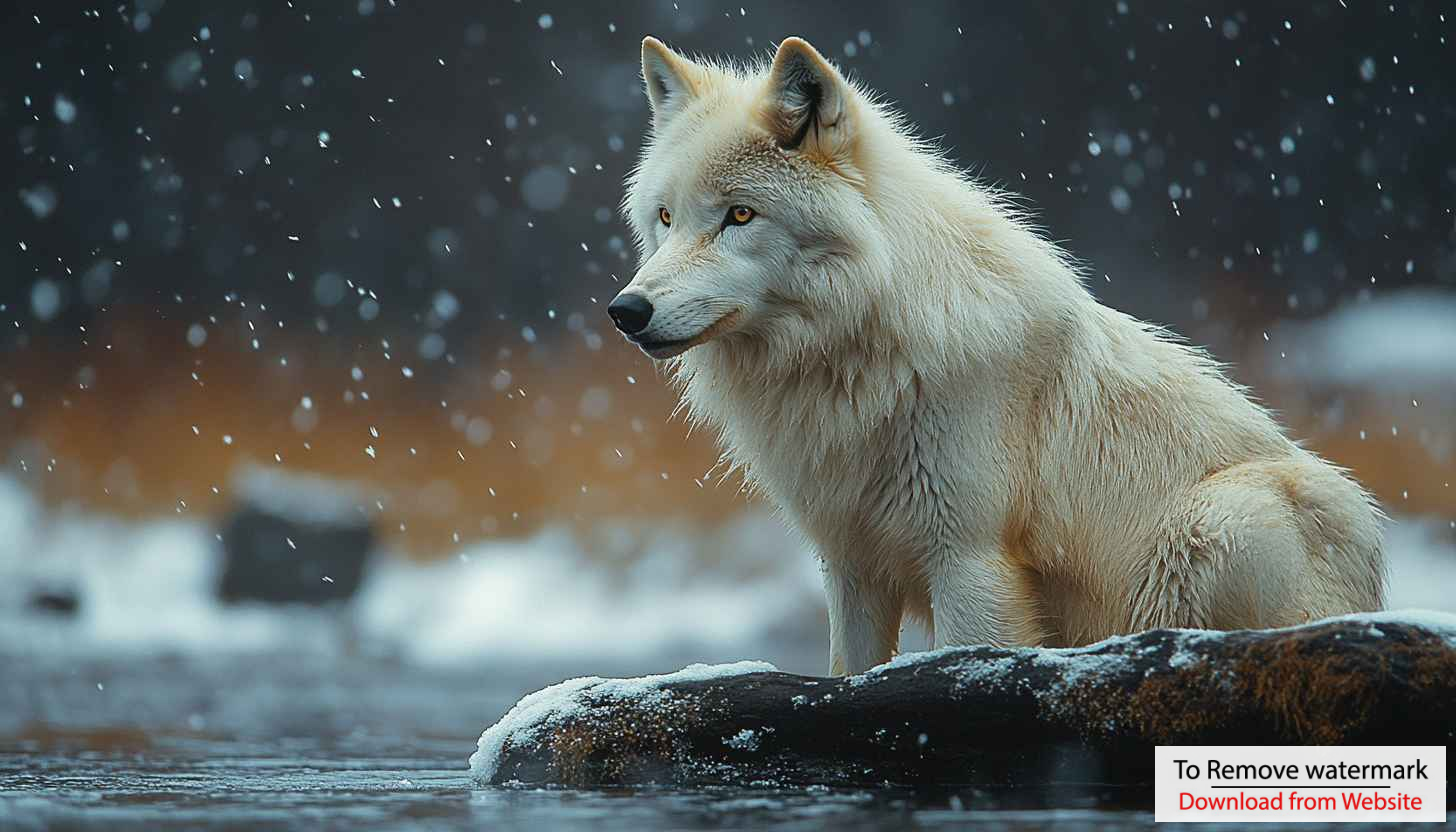 Arctic Wolf Wallpaper: Winter Scene, Animal, Snowy, 4K Wallpaper