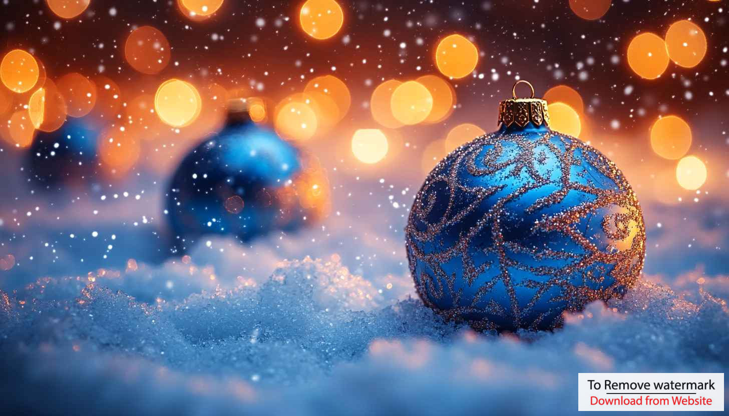 Blue Christmas Ball Wallpaper, Snowfall, Festive Season HD Images