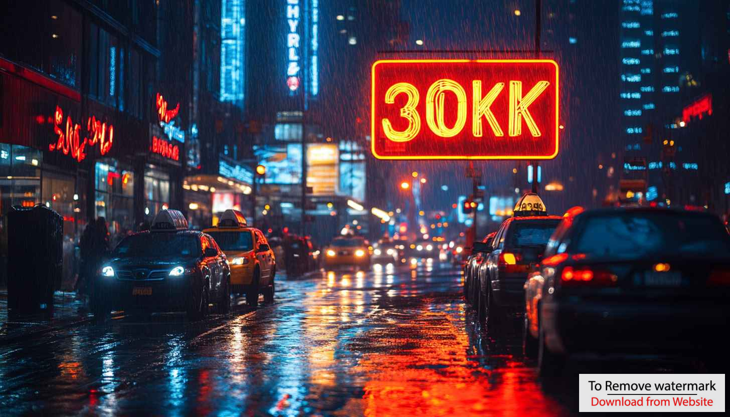 Neon Cityscape Wallpaper: Rainy Night Taxi Scene 4K Wallpaper