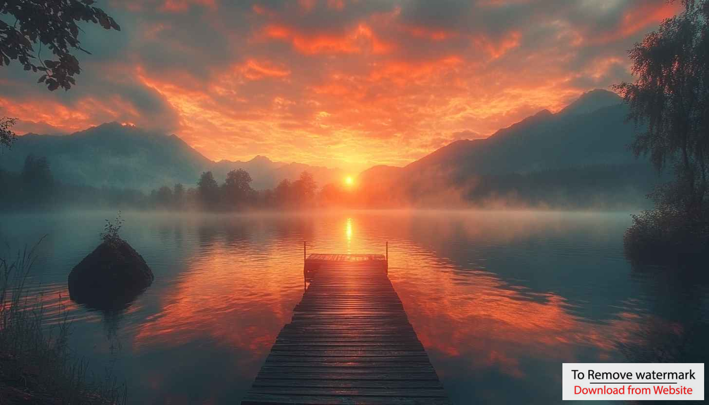 Fiery Sunset Lake Landscape 4K Desktop Background Mobile Wallpaper Fiery Sunset Lake Landscape 4K Desktop Background Mobile Wallpaper