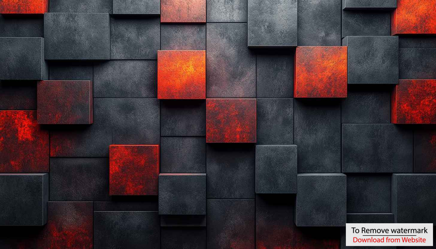 Abstract Geometric 3D Blocks Red and Black Mobile Wallpaper Abstract Geometric 3D Blocks Red and Black Mobile Wallpaper