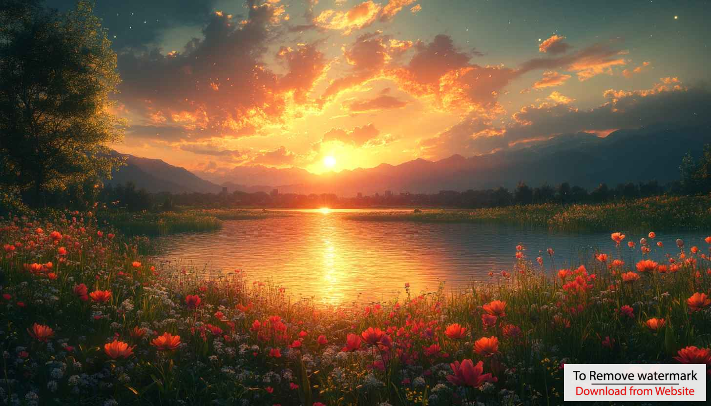 Lake Sunset Flowers 4K Desktop Background Free Mobile Wallpaper Lake Sunset Flowers 4K Desktop Background Free Mobile Wallpaper
