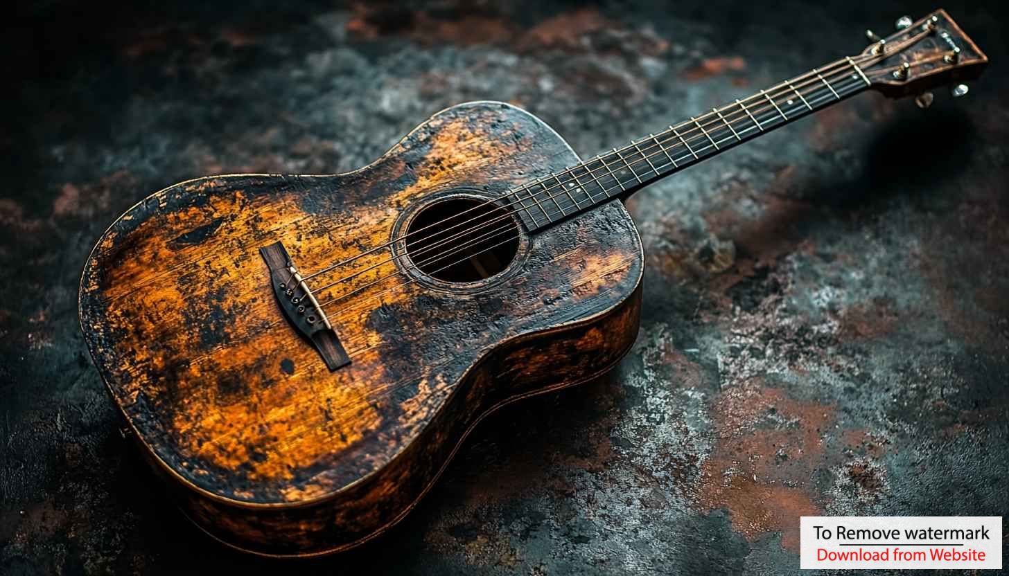 Vintage Acoustic Guitar 4K Wallpaper - Grunge Music Background Vintage Acoustic Guitar 4K Wallpaper - Grunge Music Background
