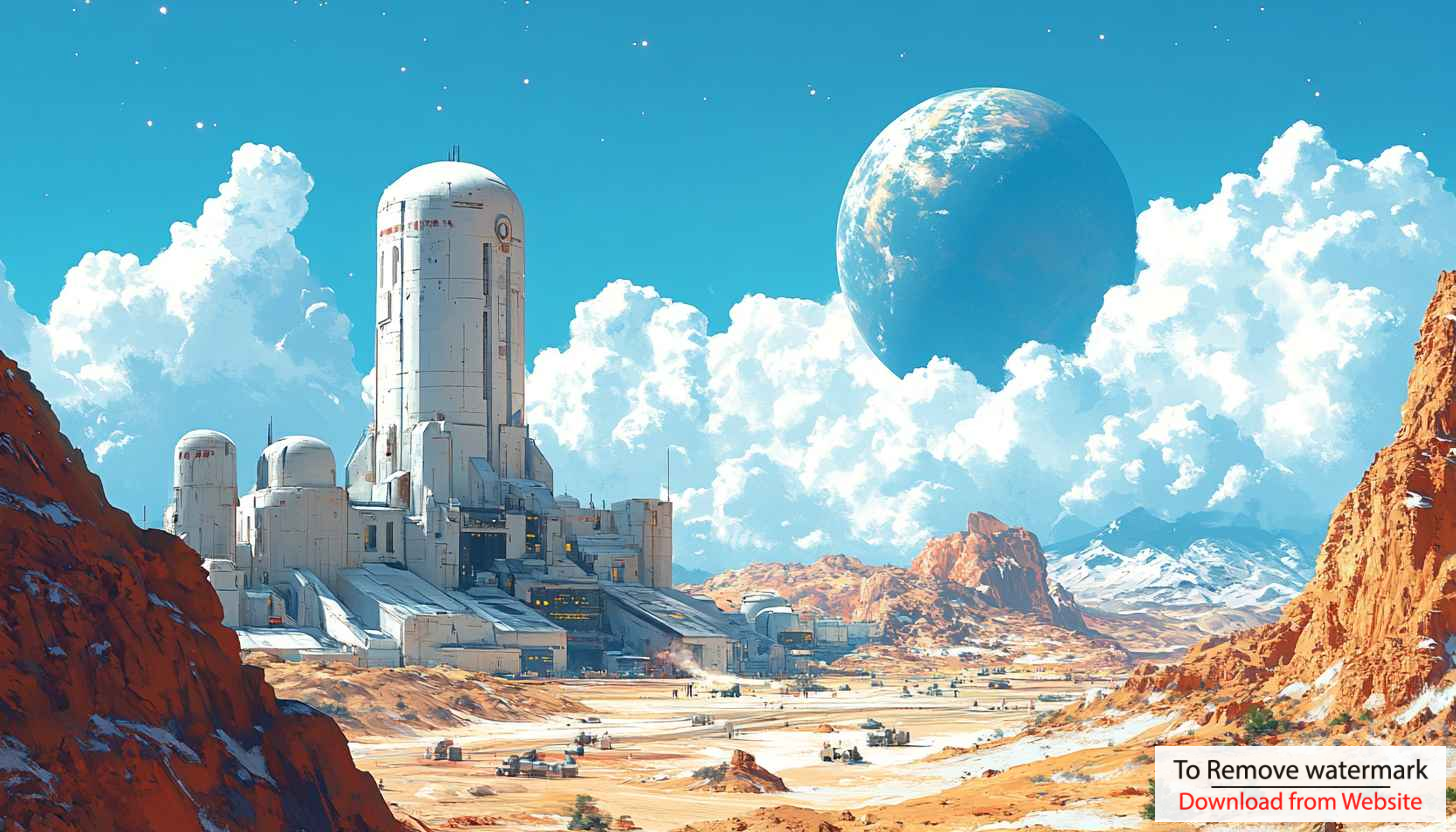 Science Fiction Outpost Mobile Wallpaper, Distant Planet 4K Desktop Background Science Fiction Outpost Mobile Wallpaper, Distant Planet 4K Desktop Background