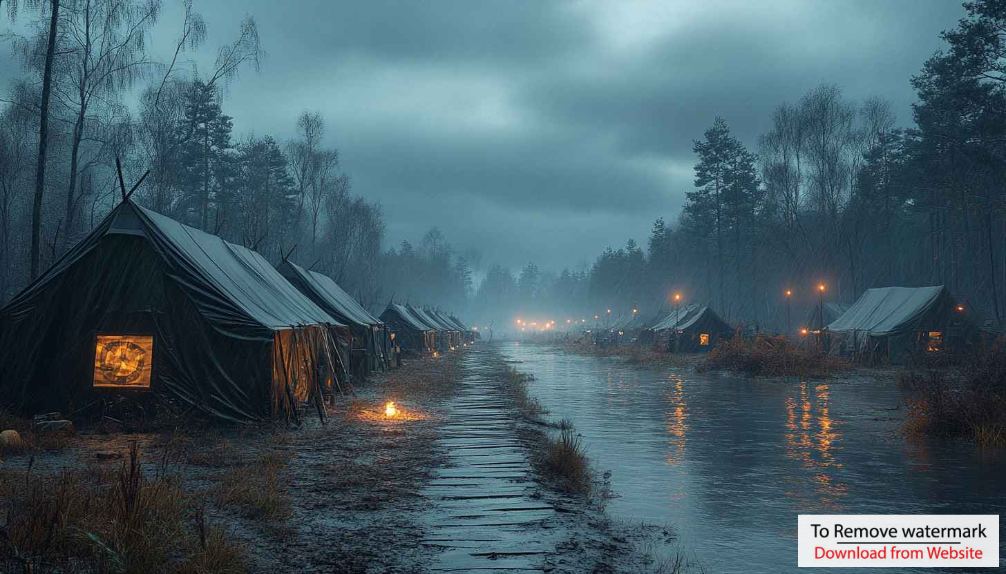 Dark Military Camp Wallpaper, Forest River Scenery, 4K Desktop Background Dark Military Camp Wallpaper, Forest River Scenery, 4K Desktop Background
