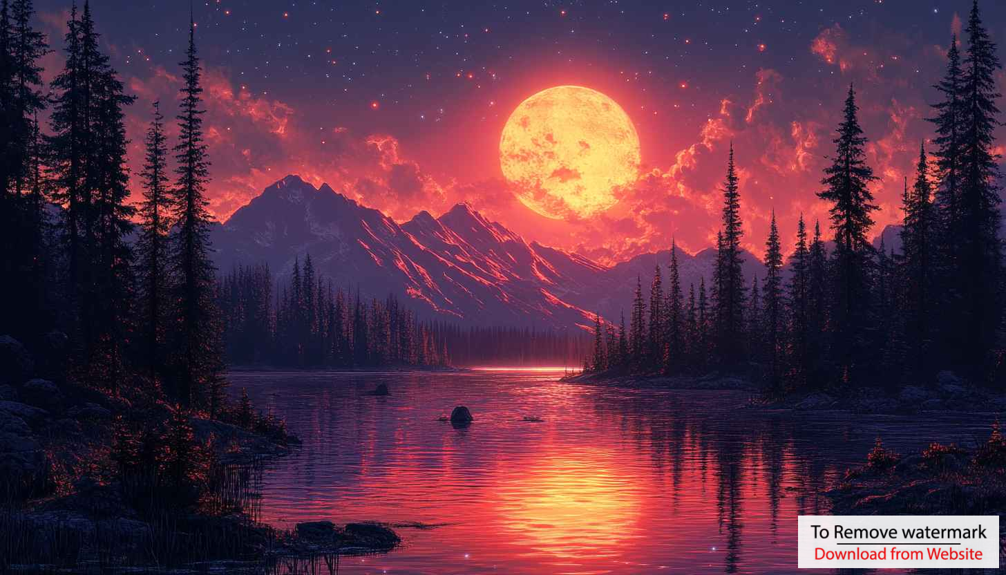 Full Moon over Mountain Lake Landscape 4K Desktop Wallpaper Full Moon over Mountain Lake Landscape 4K Desktop Wallpaper