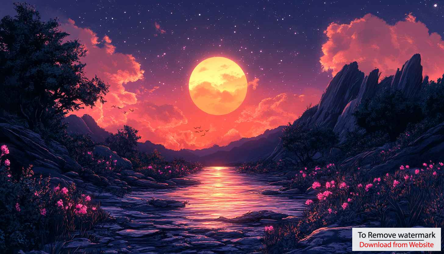 Fantasy Moonlit River Scene Mobile Wallpaper 4K Desktop Background