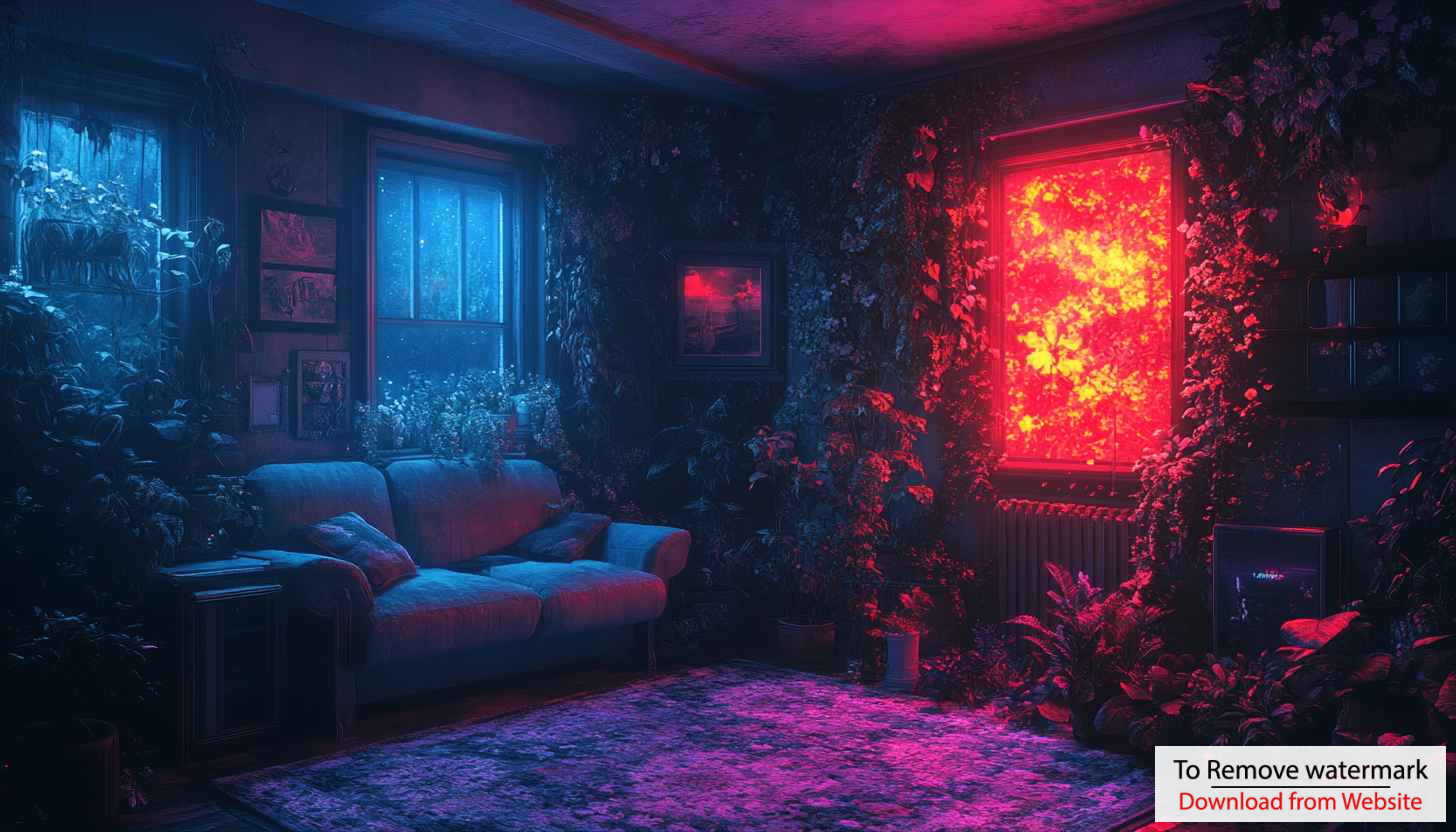 Neon Interior Plants Room 4K Desktop Wallpaper Free Download Neon Interior Plants Room 4K Desktop Wallpaper Free Download