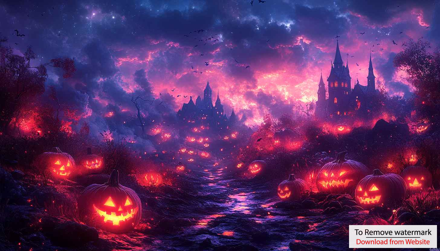 Spooky Halloween Pumpkin Patch Castle 4K Desktop Background Wallpaper Spooky Halloween Pumpkin Patch Castle 4K Desktop Background Wallpaper