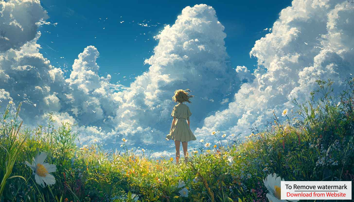 Anime Girl Meadow Landscape 4K Wallpaper, Free Desktop Background Anime Girl Meadow Landscape 4K Wallpaper, Free Desktop Background