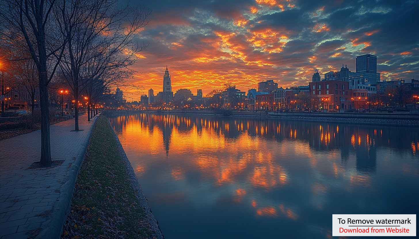 Milwaukee River Sunset Reflection Mobile Wallpaper Background Free Milwaukee River Sunset Reflection Mobile Wallpaper Background Free