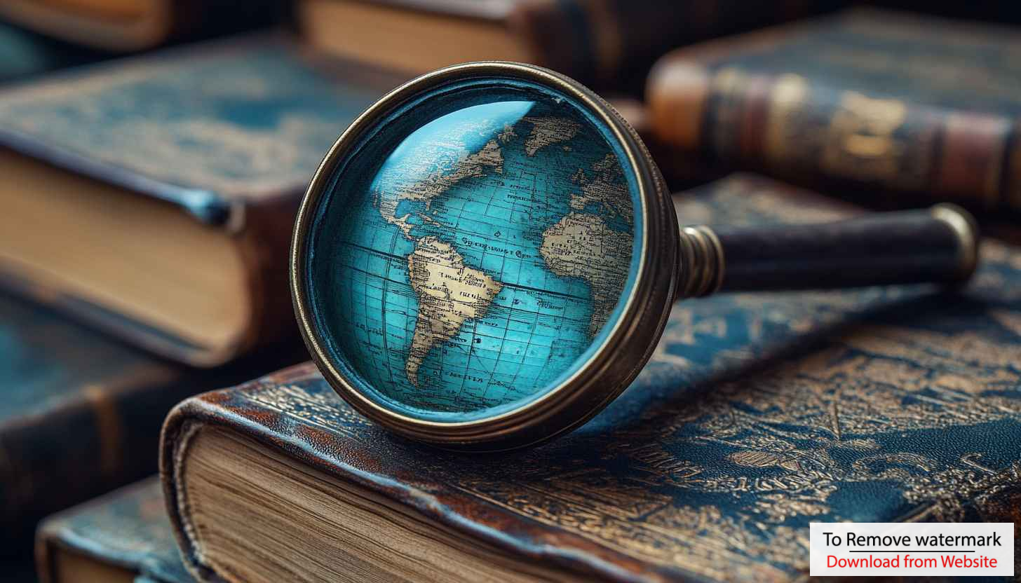 Antique World Map Globe Under Magnifying Glass 4K Desktop Wallpaper