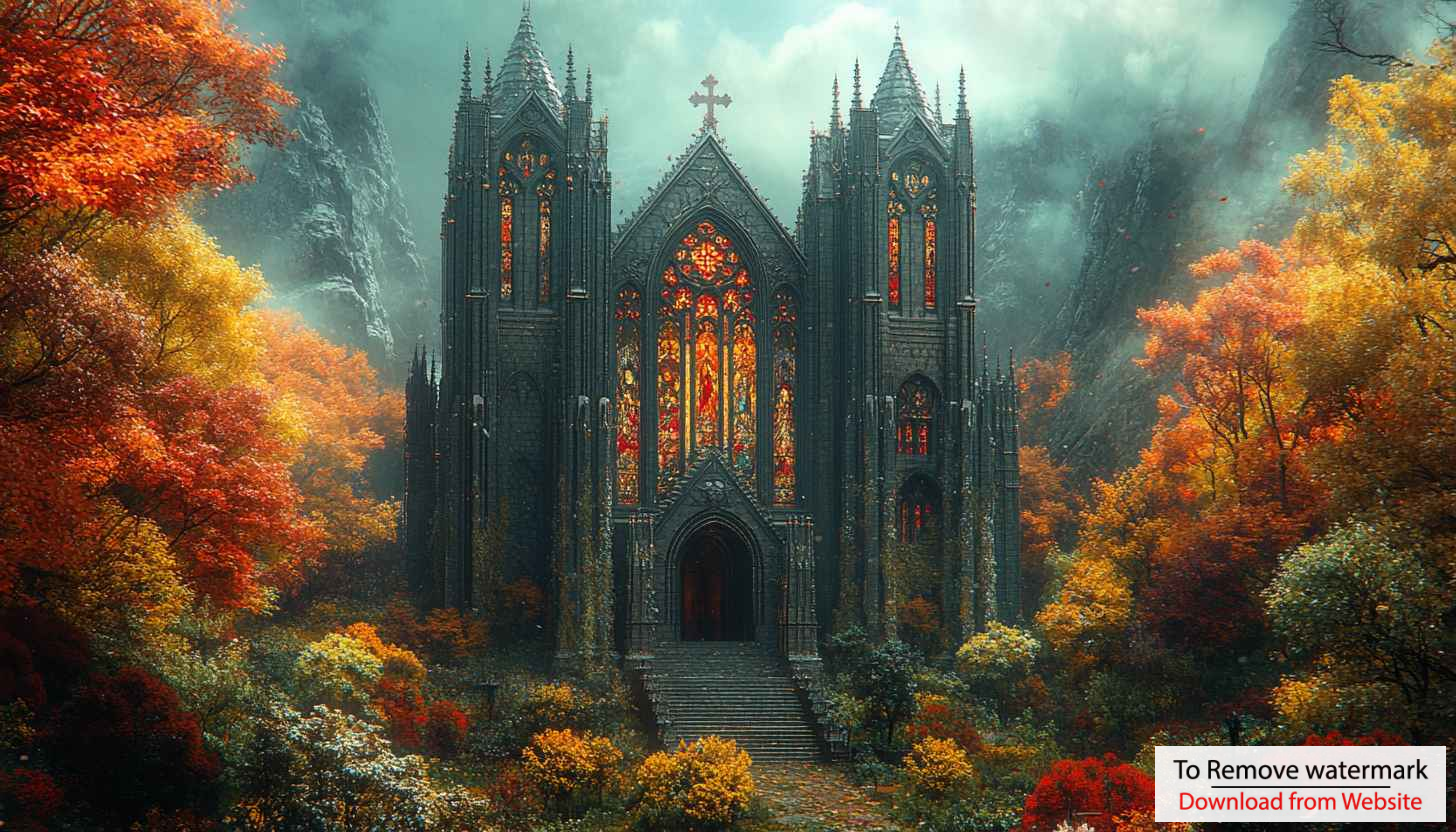 Autumn Church 4K Desktop Wallpaper, Gothic Architecture Mobile Background Autumn Church 4K Desktop Wallpaper, Gothic Architecture Mobile Background