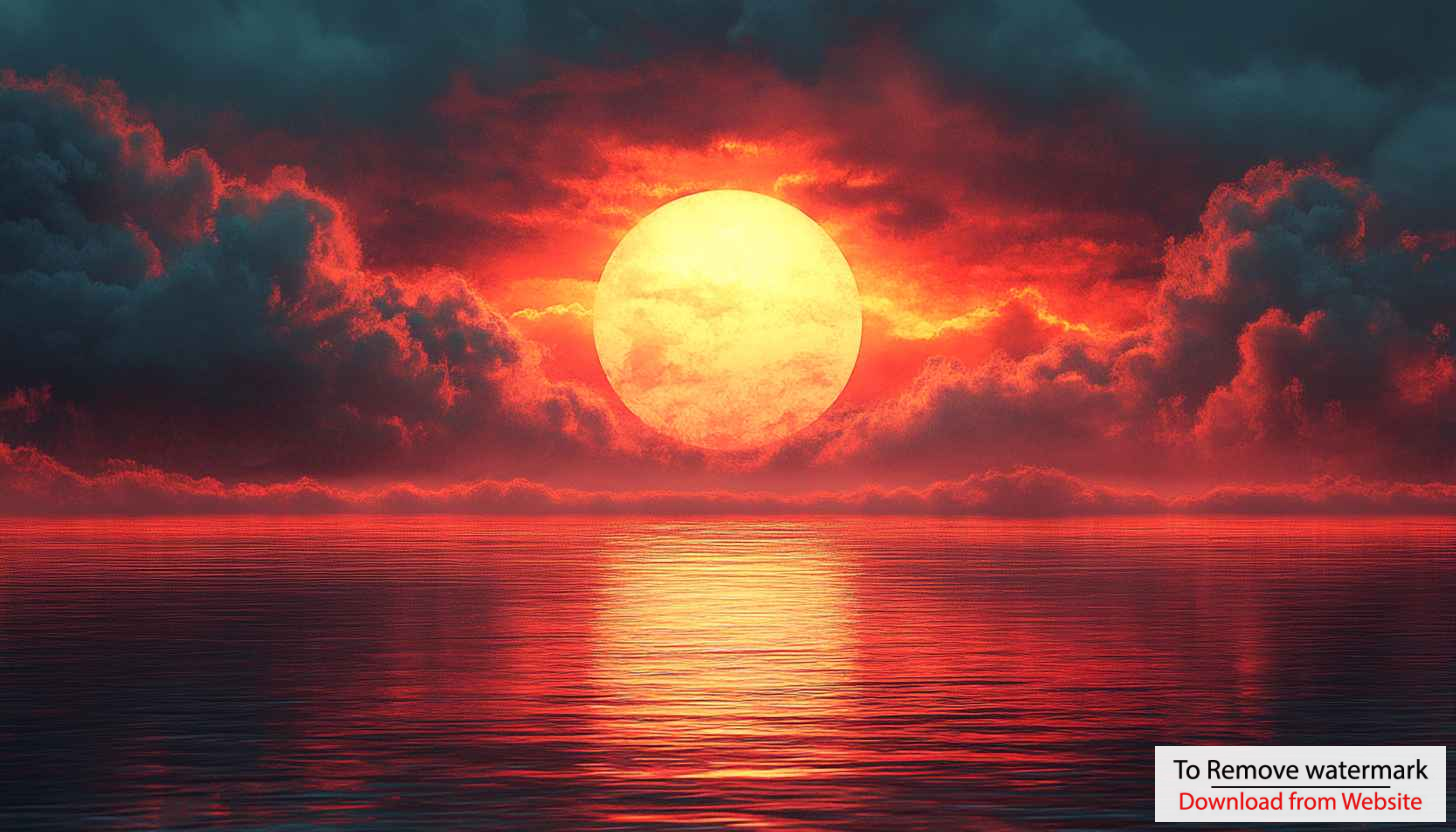 Fiery Sunset Seascape 4K Desktop Wallpaper Red Clouds Background Fiery Sunset Seascape 4K Desktop Wallpaper Red Clouds Background