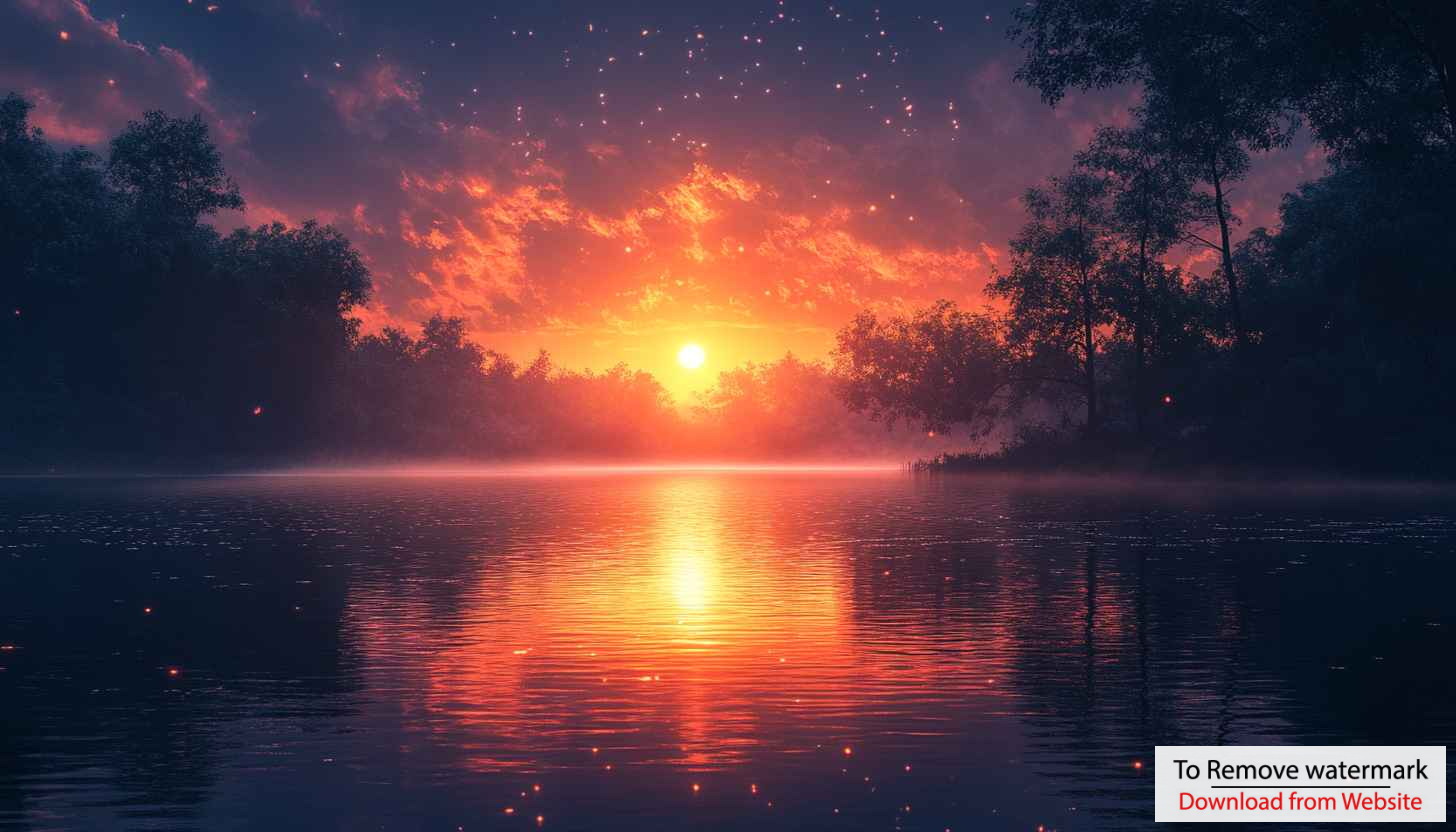 Fiery Sunset Lake 4K Desktop Background, Mobile Wallpaper Free Fiery Sunset Lake 4K Desktop Background, Mobile Wallpaper Free