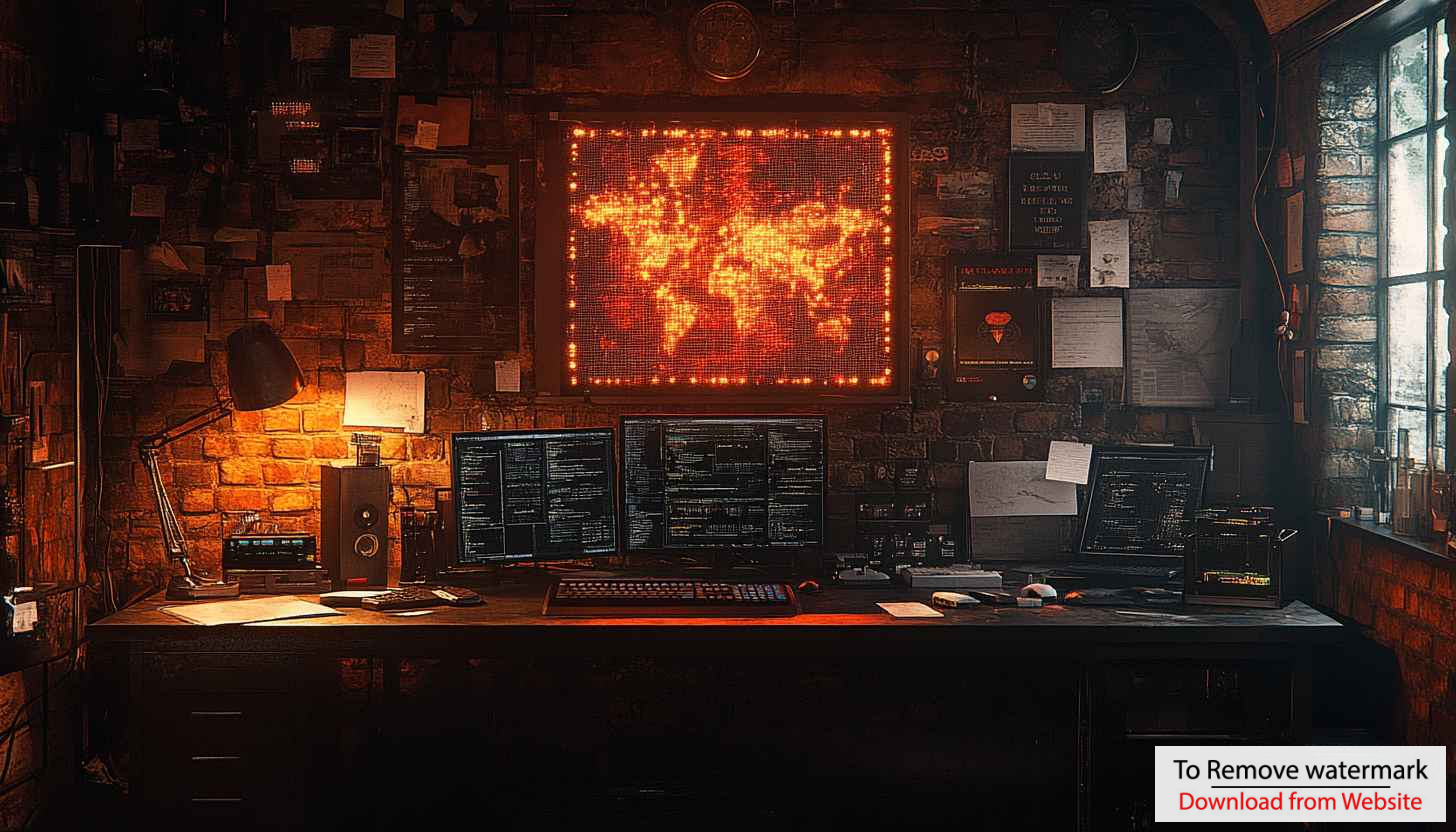Dark Coder Room 4K Desktop Wallpaper, Hacking World Map Screen Dark Coder Room 4K Desktop Wallpaper, Hacking World Map Screen