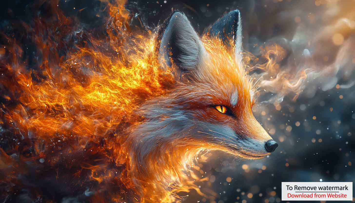Fiery Fox 4K Wallpaper - Fantasy Animal Mobile Background Fiery Fox 4K Wallpaper - Fantasy Animal Mobile Background