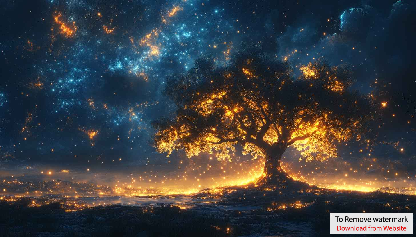 Glowing Tree Under Starry Sky 4K Desktop Mobile Wallpaper Glowing Tree Under Starry Sky 4K Desktop Mobile Wallpaper