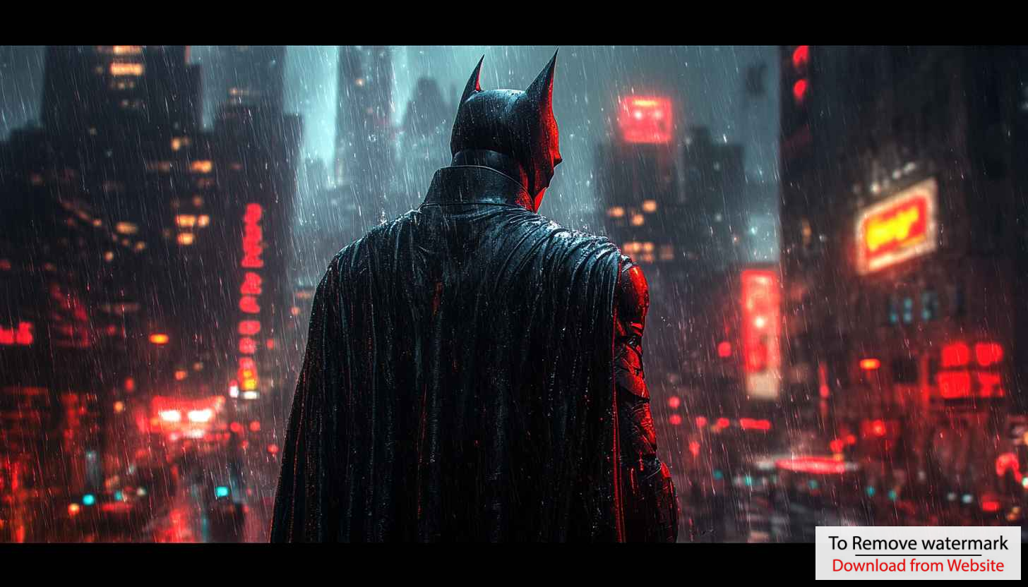 Batman in Rain Dark City 4K Mobile Phone Wallpaper Free Batman in Rain Dark City 4K Mobile Phone Wallpaper Free