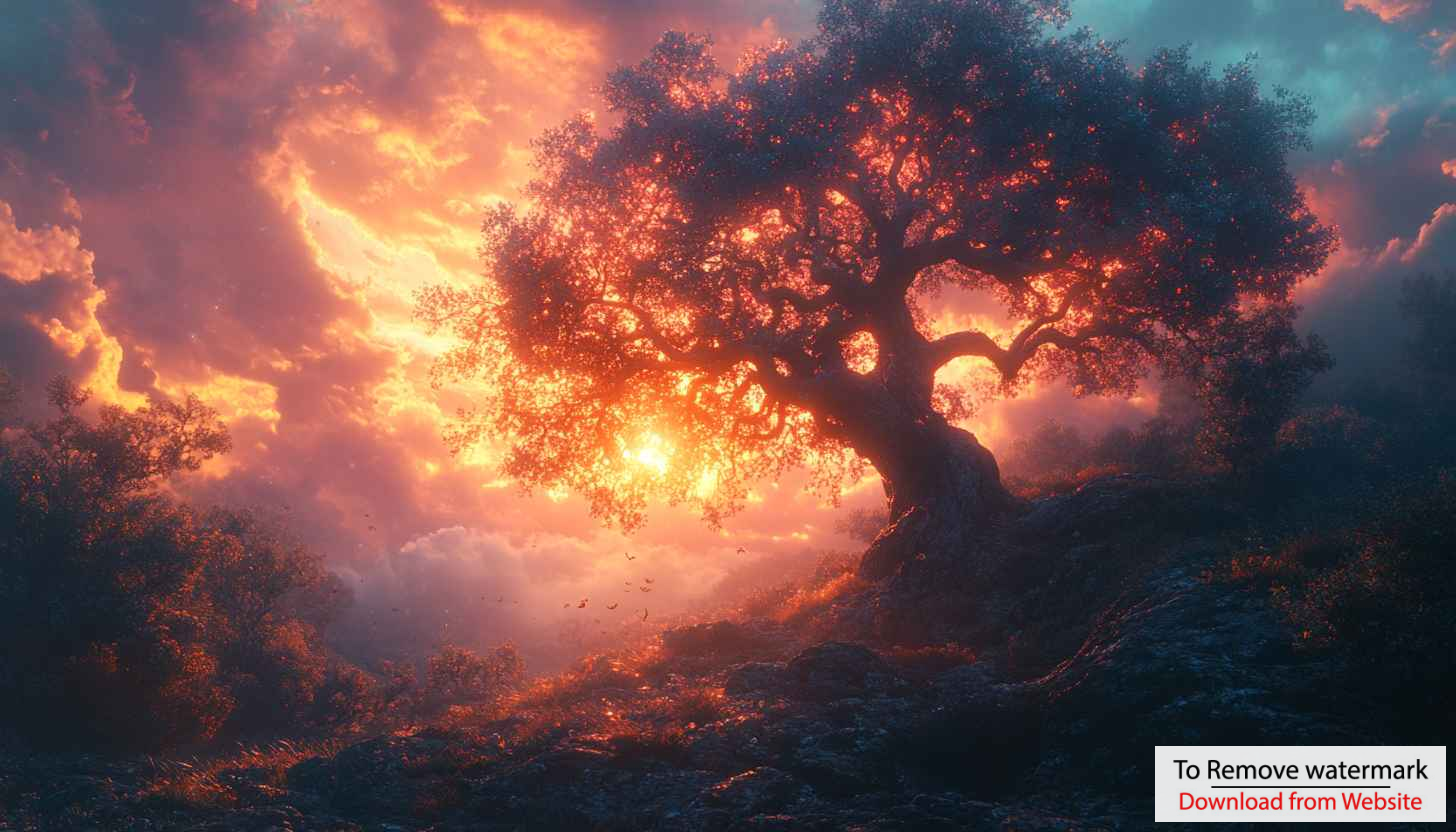 Fiery Sunset Tree Silhouette 4K Desktop Wallpaper Background Free Fiery Sunset Tree Silhouette 4K Desktop Wallpaper Background Free