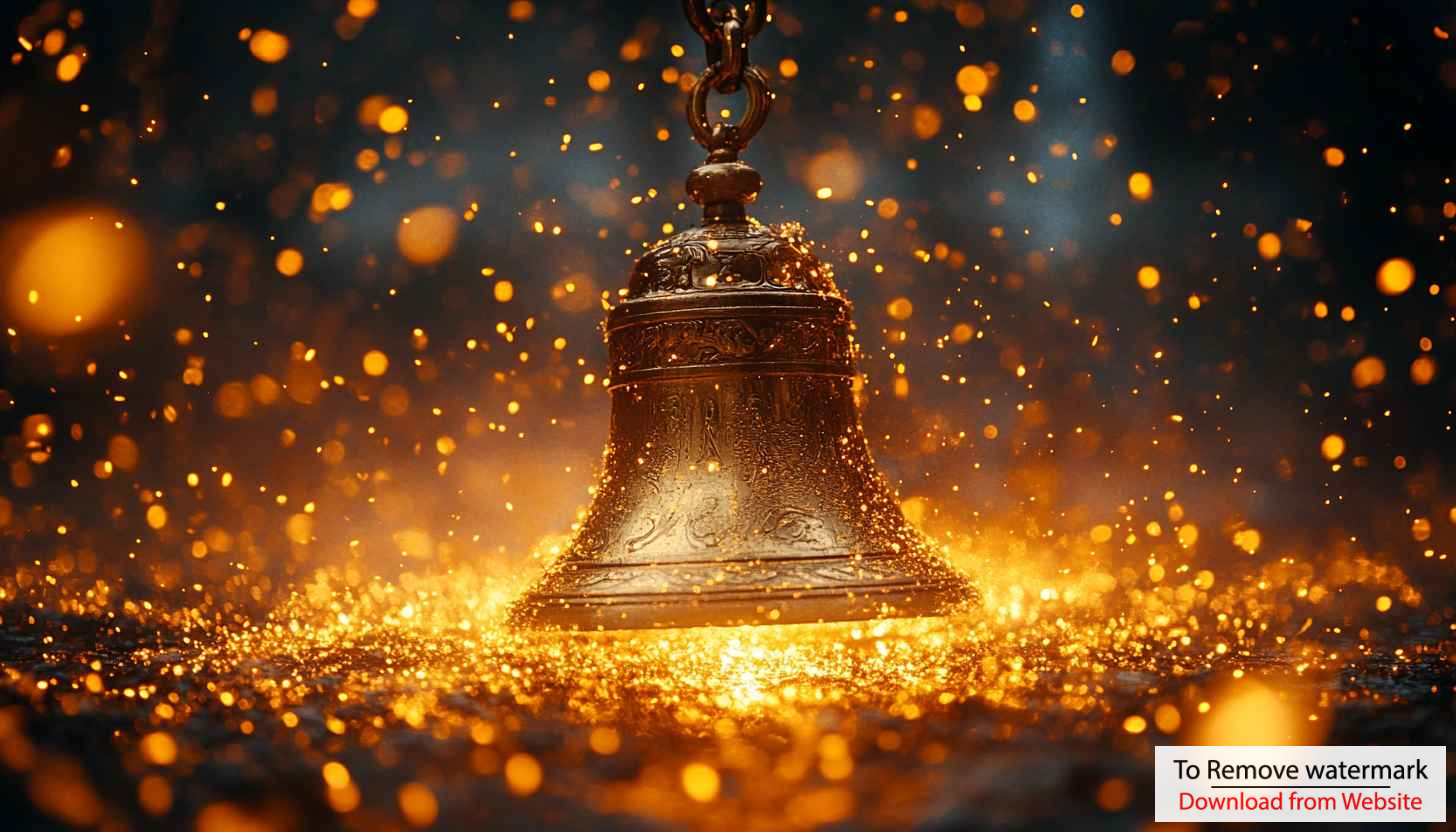Golden Bell Sparkles Backgrounds, Christmas Decoration, 4K Mobile Wallpaper Golden Bell Sparkles Backgrounds, Christmas Decoration, 4K Mobile Wallpaper