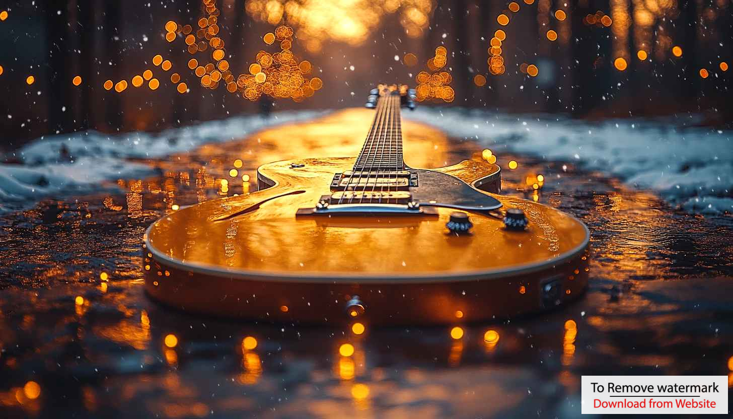 Guitar Instrument Winter Snow Bokeh Lighting 4K Desktop Wallpaper Guitar Instrument Winter Snow Bokeh Lighting 4K Desktop Wallpaper
