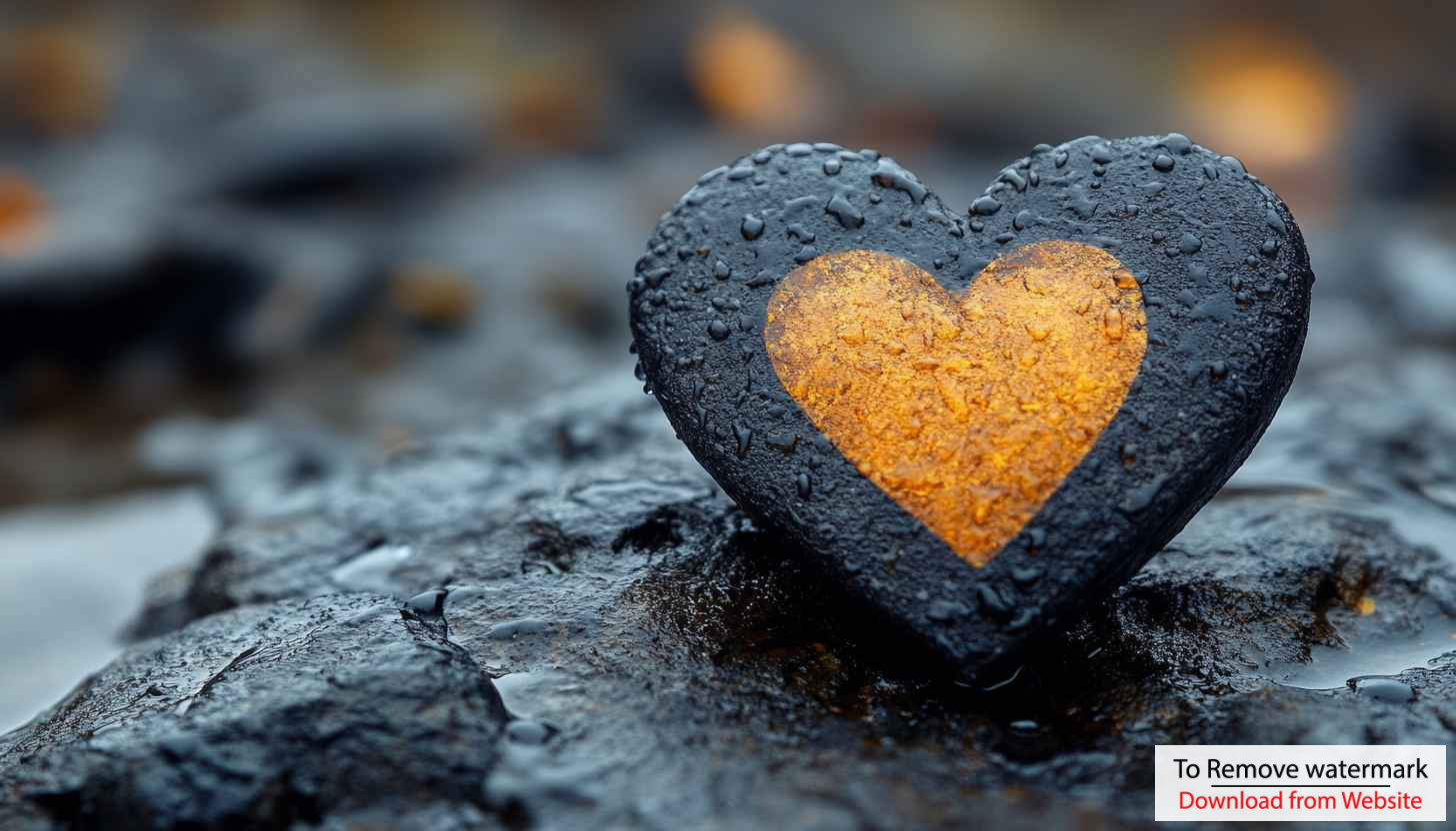 Black Stone Heart Mobile Wallpaper Golden Inlay Romantic Background Black Stone Heart Mobile Wallpaper Golden Inlay Romantic Background