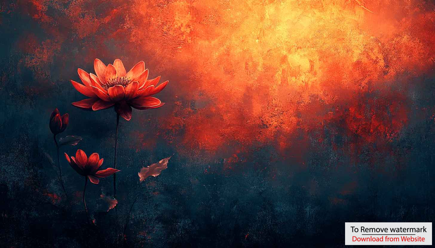 Abstract Orange Lotus Flower Art Mobile Wallpaper Floral Background