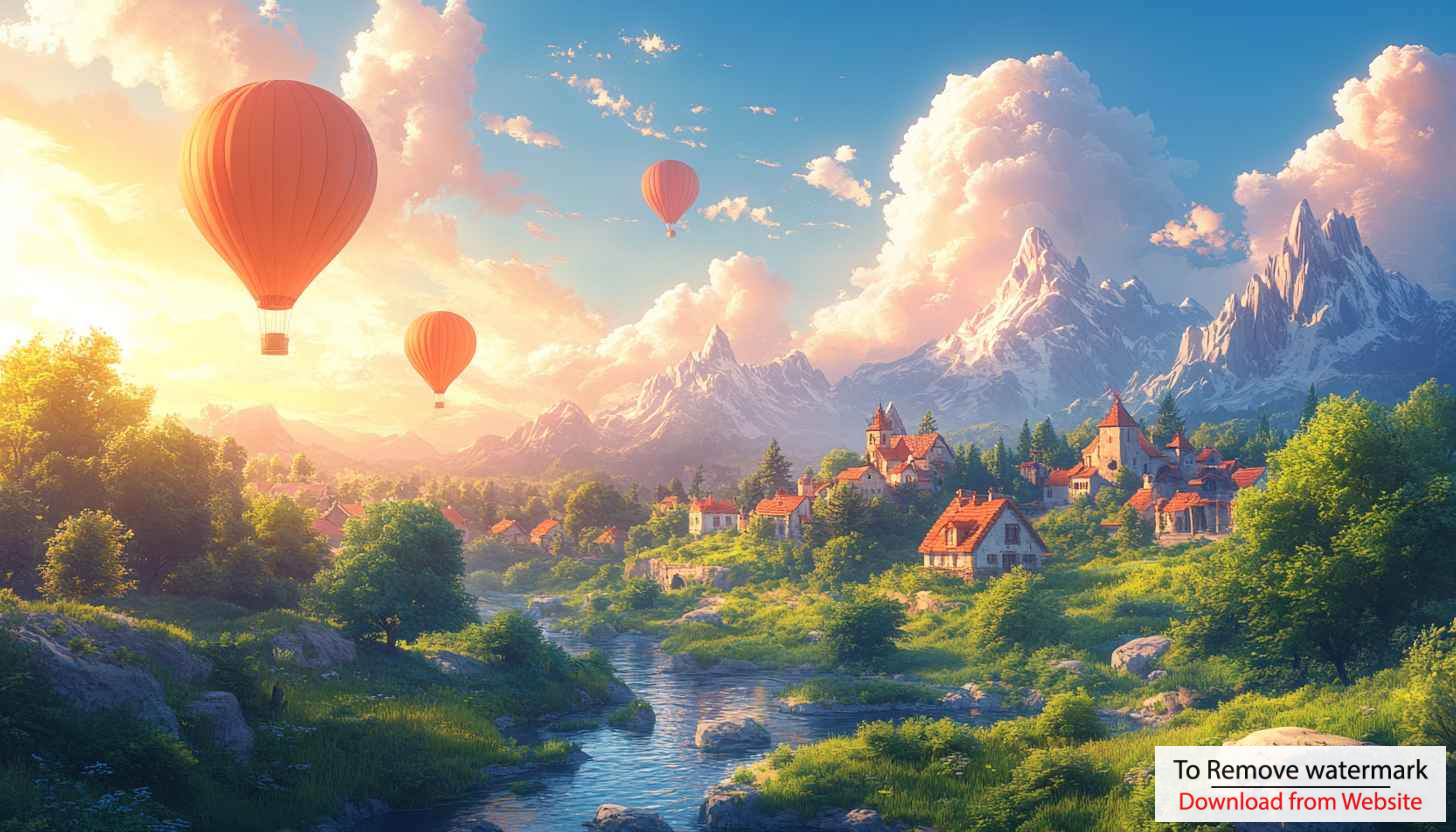 Hot Air Balloons over Village Mobile Wallpaper 4K Desktop Background Hot Air Balloons over Village Mobile Wallpaper 4K Desktop Background