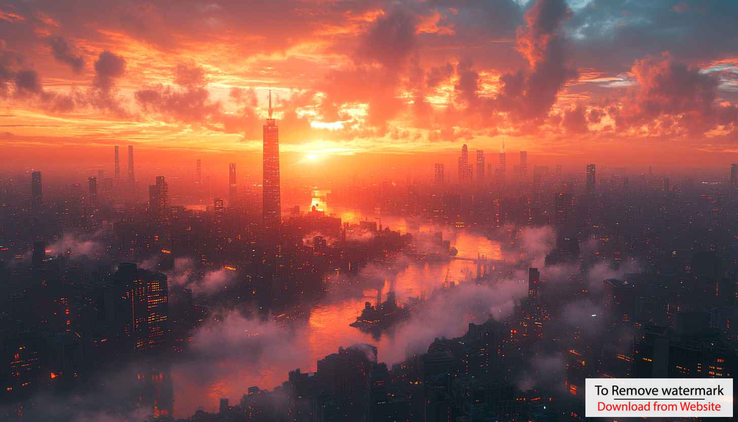 Fiery Sunset Cityscape Mobile Wallpaper - 4K Desktop Background Fiery Sunset Cityscape Mobile Wallpaper - 4K Desktop Background