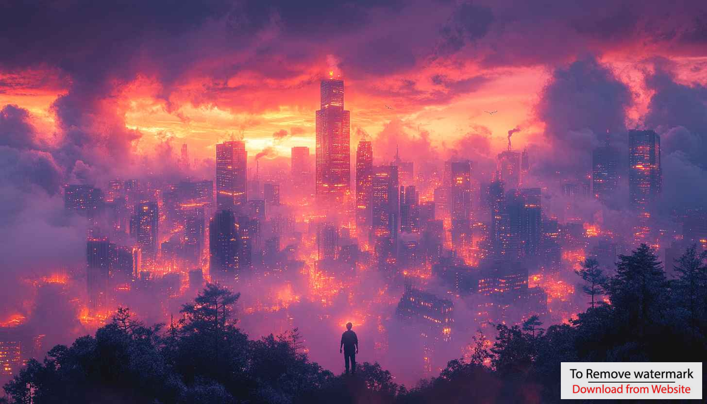 Fiery Sunset Cityscape 4K Desktop Backgrounds, Urban Silhouette Wallpaper Fiery Sunset Cityscape 4K Desktop Backgrounds, Urban Silhouette Wallpaper