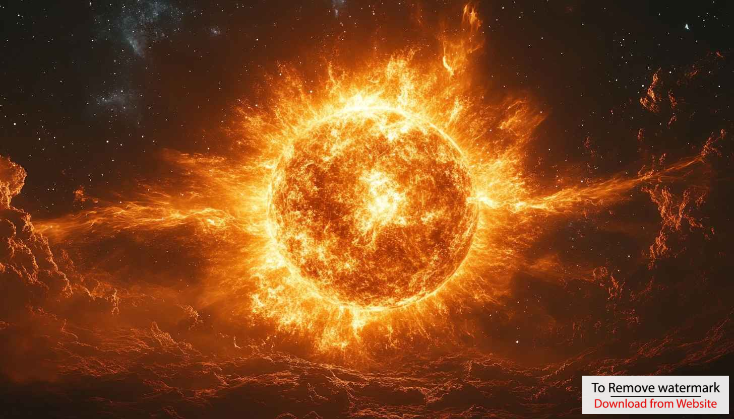 Fiery Sun 4K Desktop Background Space Galaxy Wallpaper