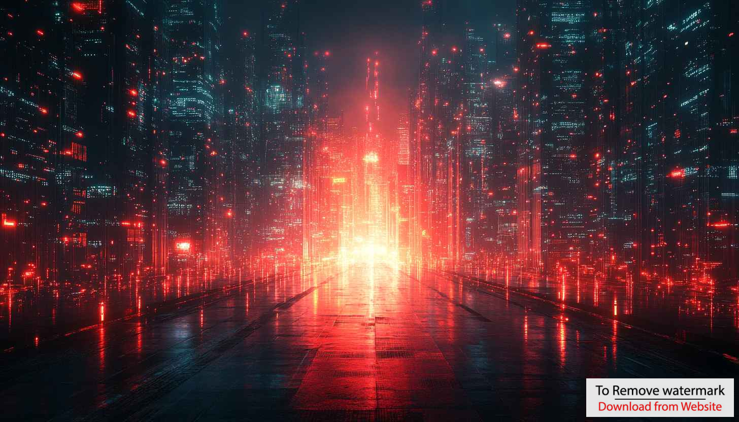 Red Cityscape Lights Mobile Wallpaper, Futuristic Urban 4K Background Red Cityscape Lights Mobile Wallpaper, Futuristic Urban 4K Background