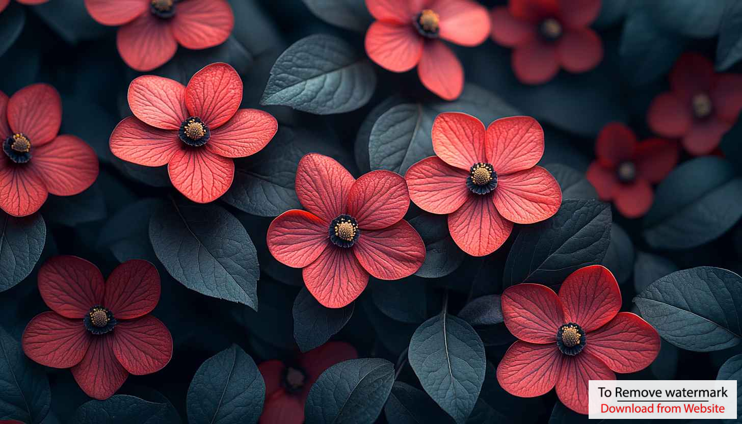 Red Flowers Dark Leaves Background for Desktop and Mobile Wallpaper Red Flowers Dark Leaves Background for Desktop and Mobile Wallpaper