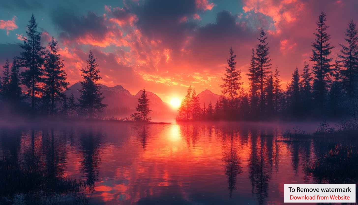 Fiery Sunset Over Lake 4K Desktop Background Free Wallpaper Fiery Sunset Over Lake 4K Desktop Background Free Wallpaper