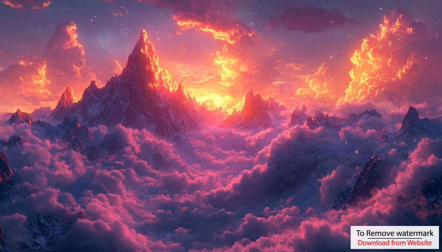 Fiery Mountain Peaks Above Cloudscape 4K Desktop Wallpaper Fiery Mountain Peaks Above Cloudscape 4K Desktop Wallpaper