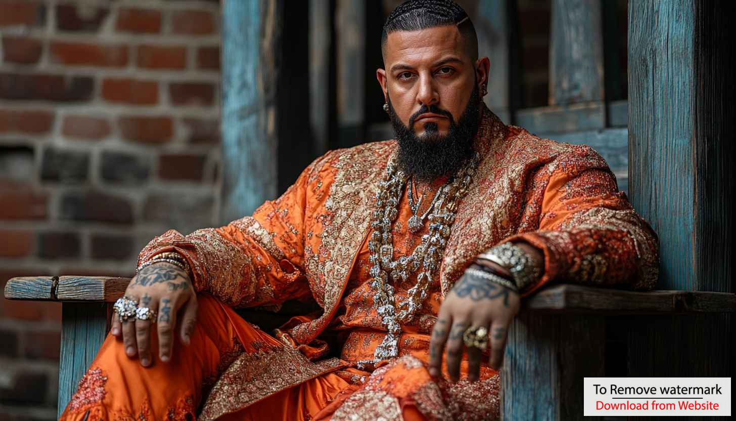 Stylish Sikh Man Portrait Wallpaper, Orange Sherwani Outfit Desktop Background