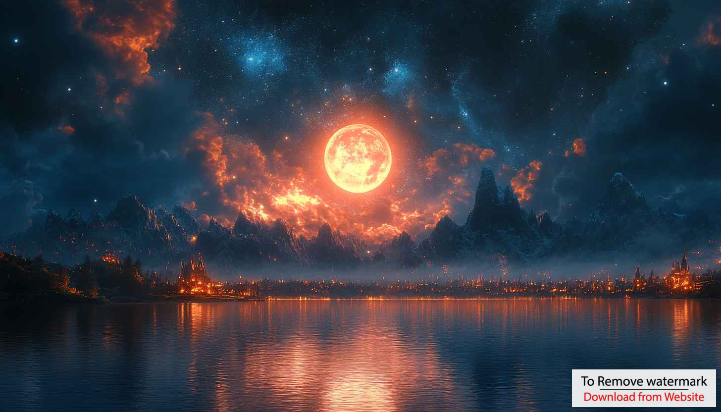 Orange Moon Fantasy Landscape 4K Desktop Backgrounds Free Mobile Wallpaper Orange Moon Fantasy Landscape 4K Desktop Backgrounds Free Mobile Wallpaper